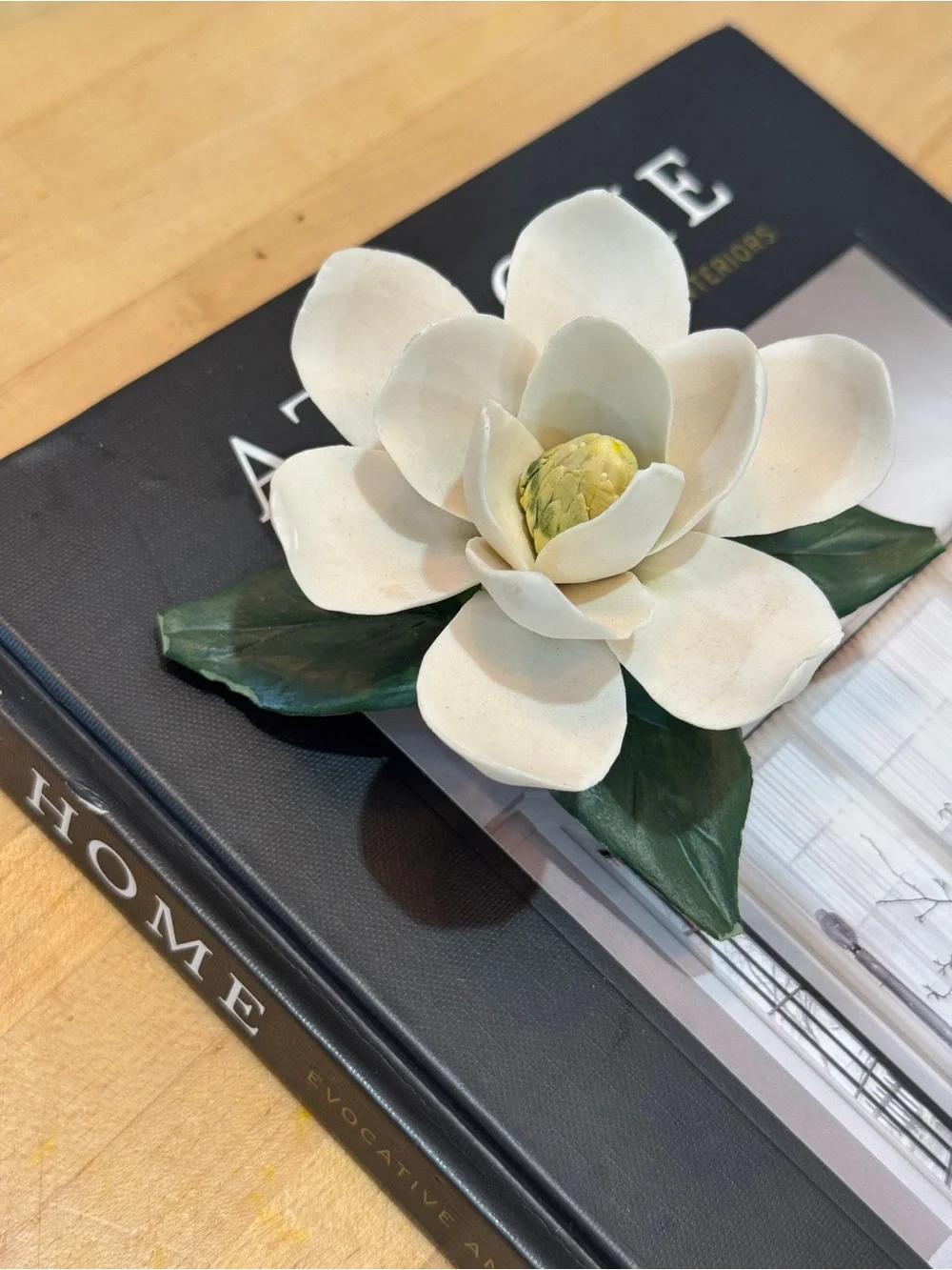 Vintage Napoleon Italy Hand-Painted Porcelain Magnolia Flower- Capodimonte Styl